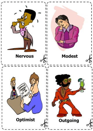 Modest Worksheet Character adjectives flashcards | PDF