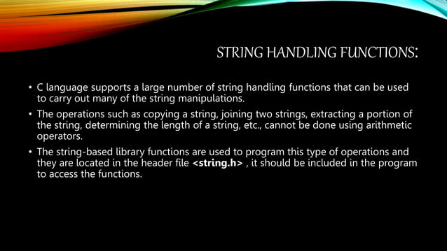 Character Arrays and strings in c language | PPT