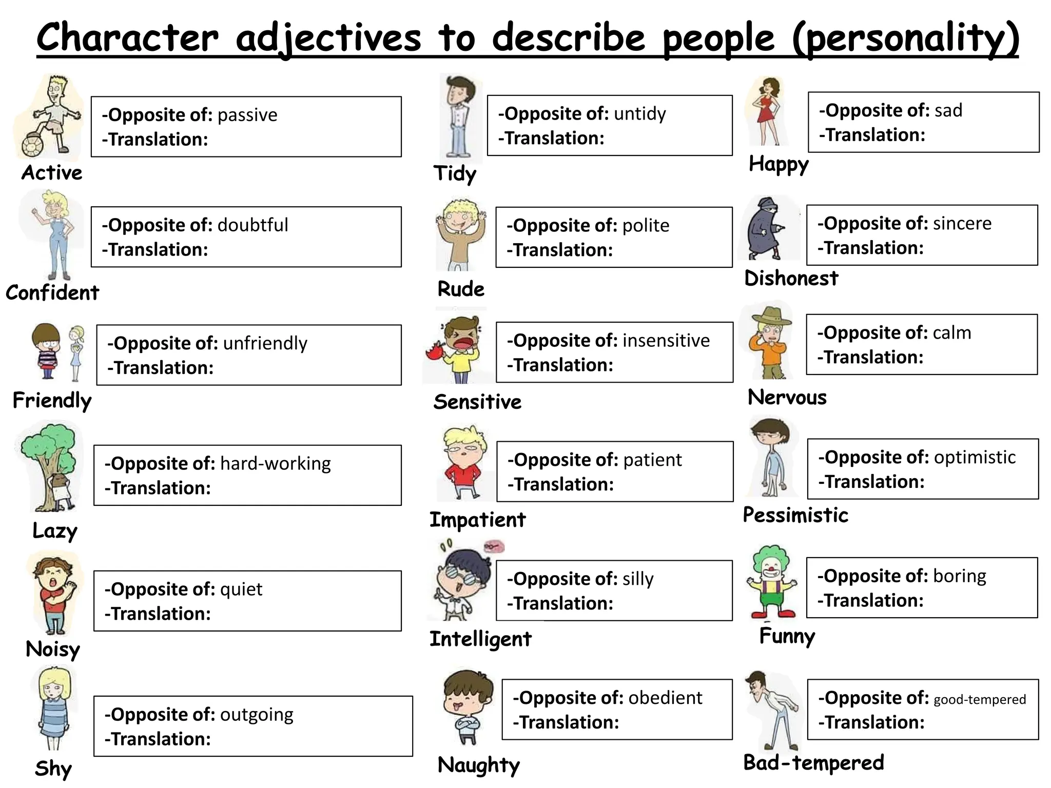 Character Description English Adjectives | PDF