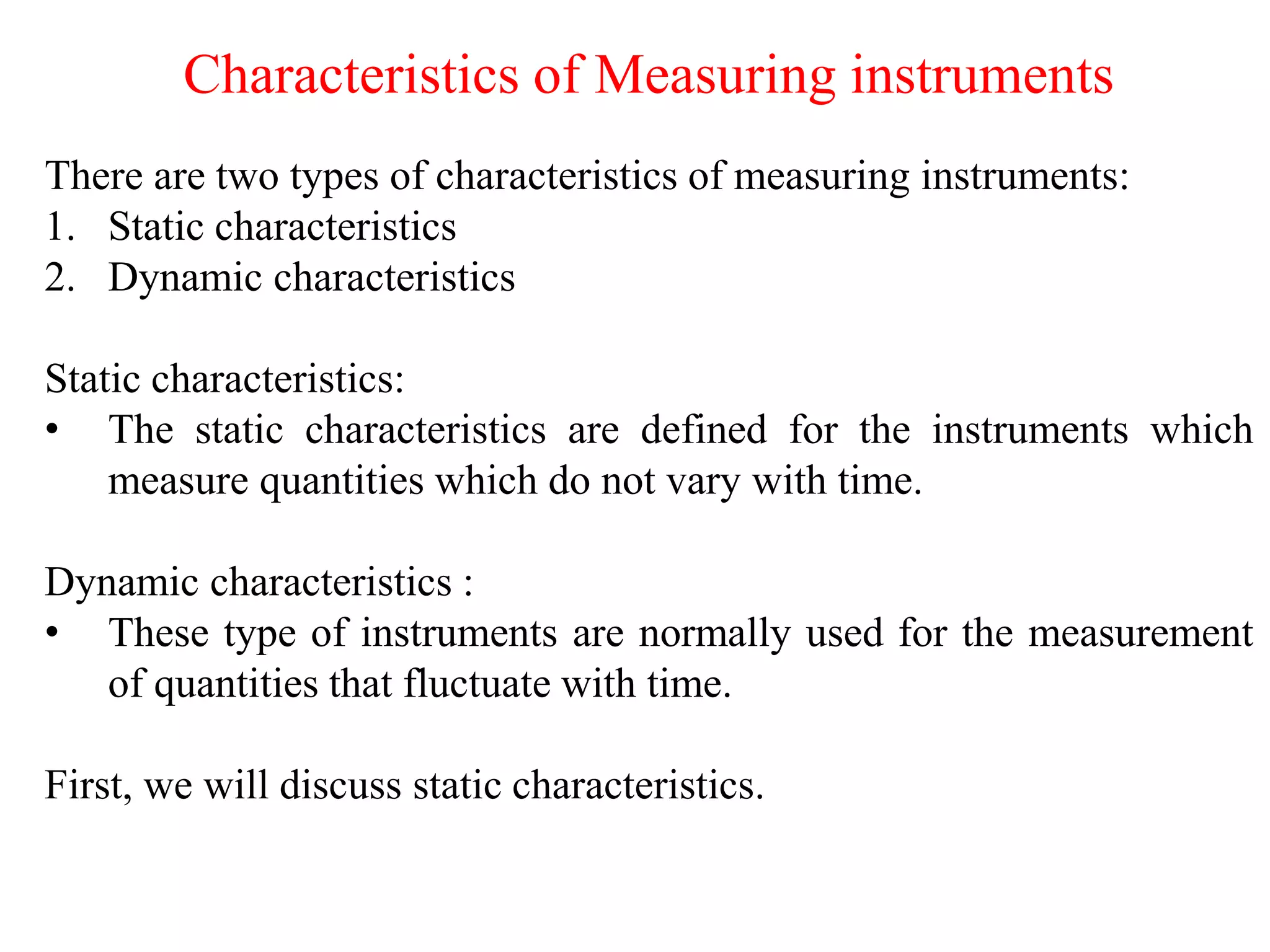 Characteristics of Measuring instruments PPT