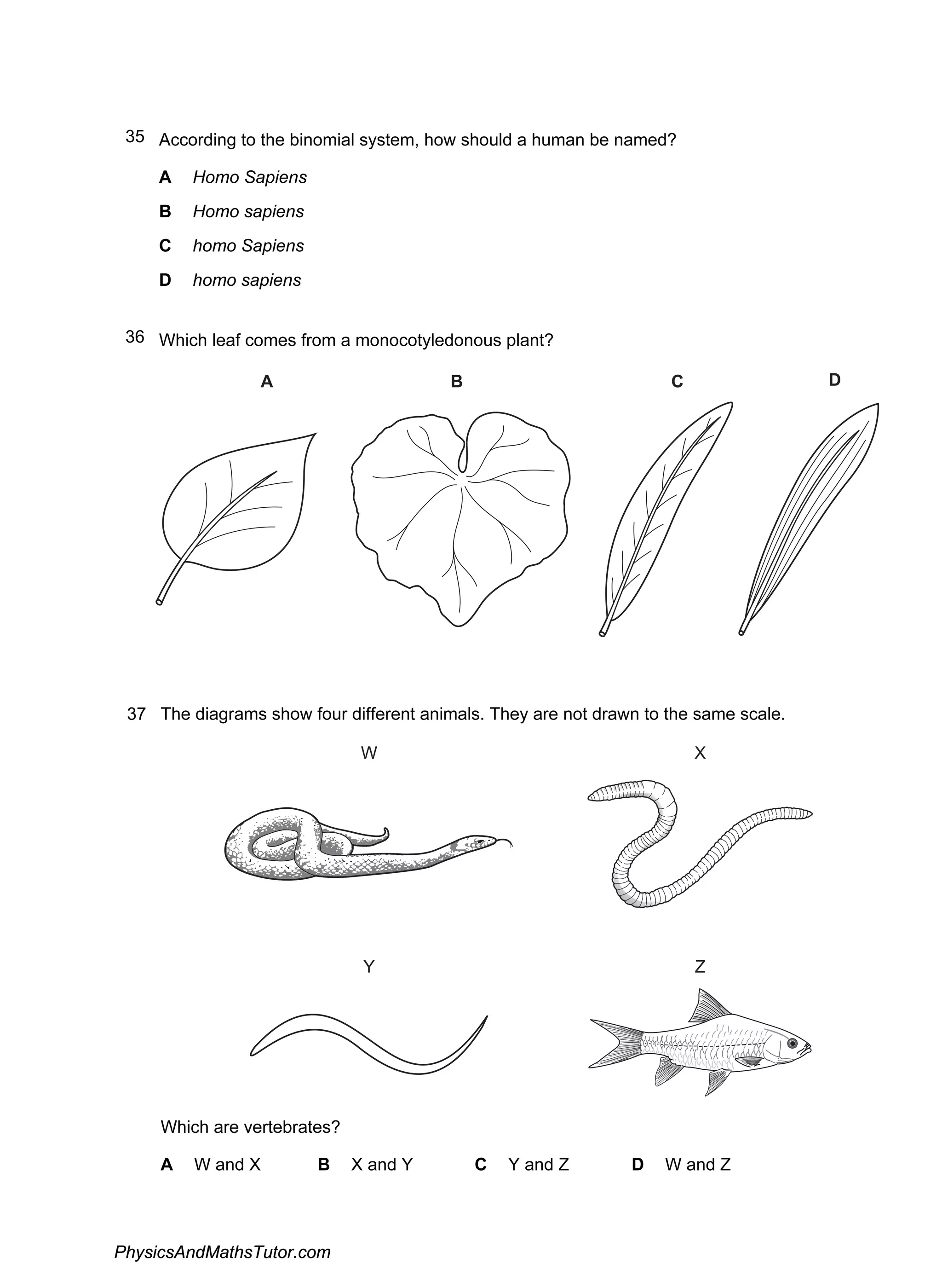 Characteristics & classification of living organisms (multiple choice ...