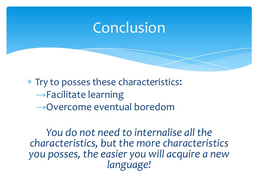 Characteristics Of A Good Language Learner
