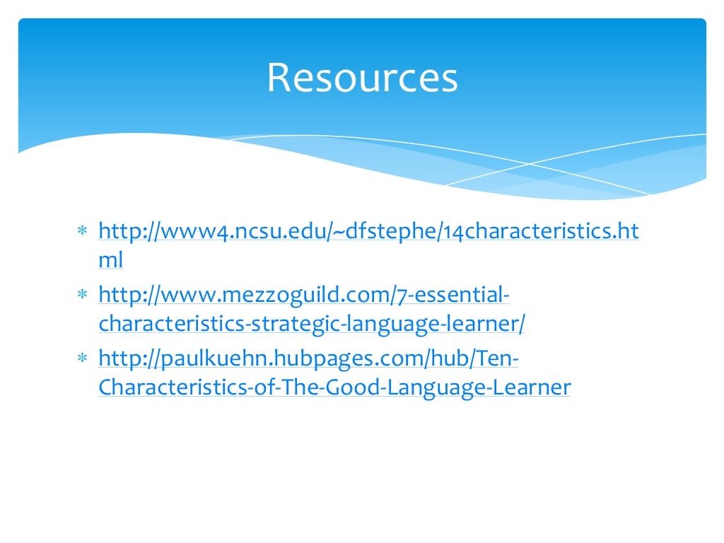 Characteristics Of A Good Language Learner