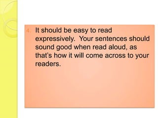 Characteristics of a good sentence lecture 1 writing | PPSX