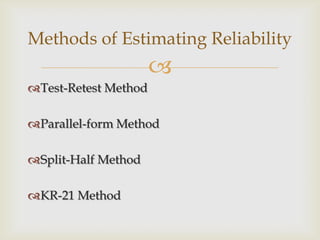 Two Page Test Method Characteristics of a good test | PPTX