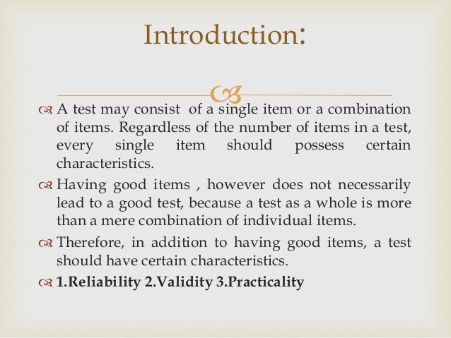 proper meaning test test Characteristics a good of