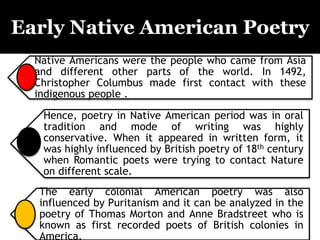Native American Poetry: Contemporary Voices & Traditional Influences Native American Poetry: Contemporary Voices & Traditional Influences