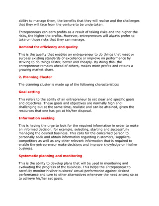 Characteristics of an entrepreneur | DOCX
