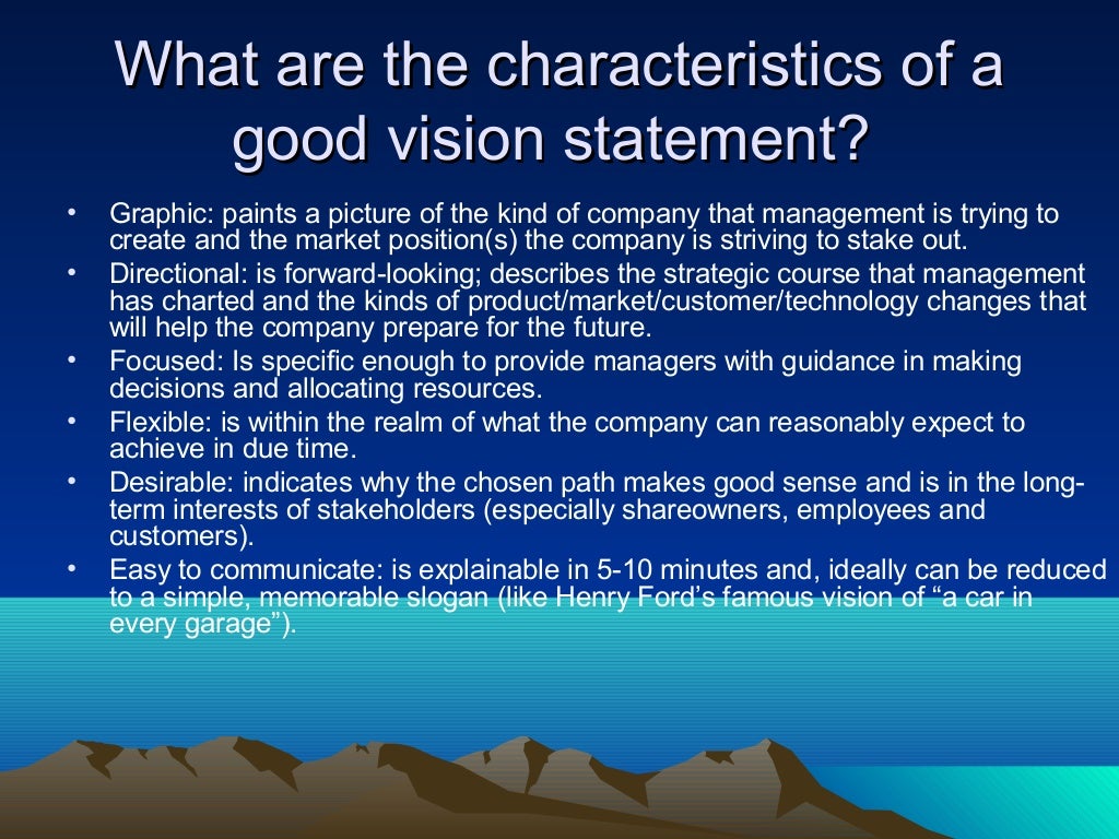 Characteristics of a vision statementTraining