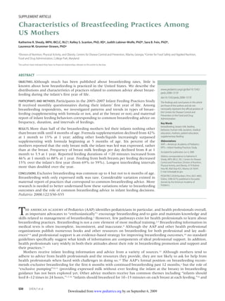 Characteristics Of Breastfeeding Practices Among Us Mothers | PDF