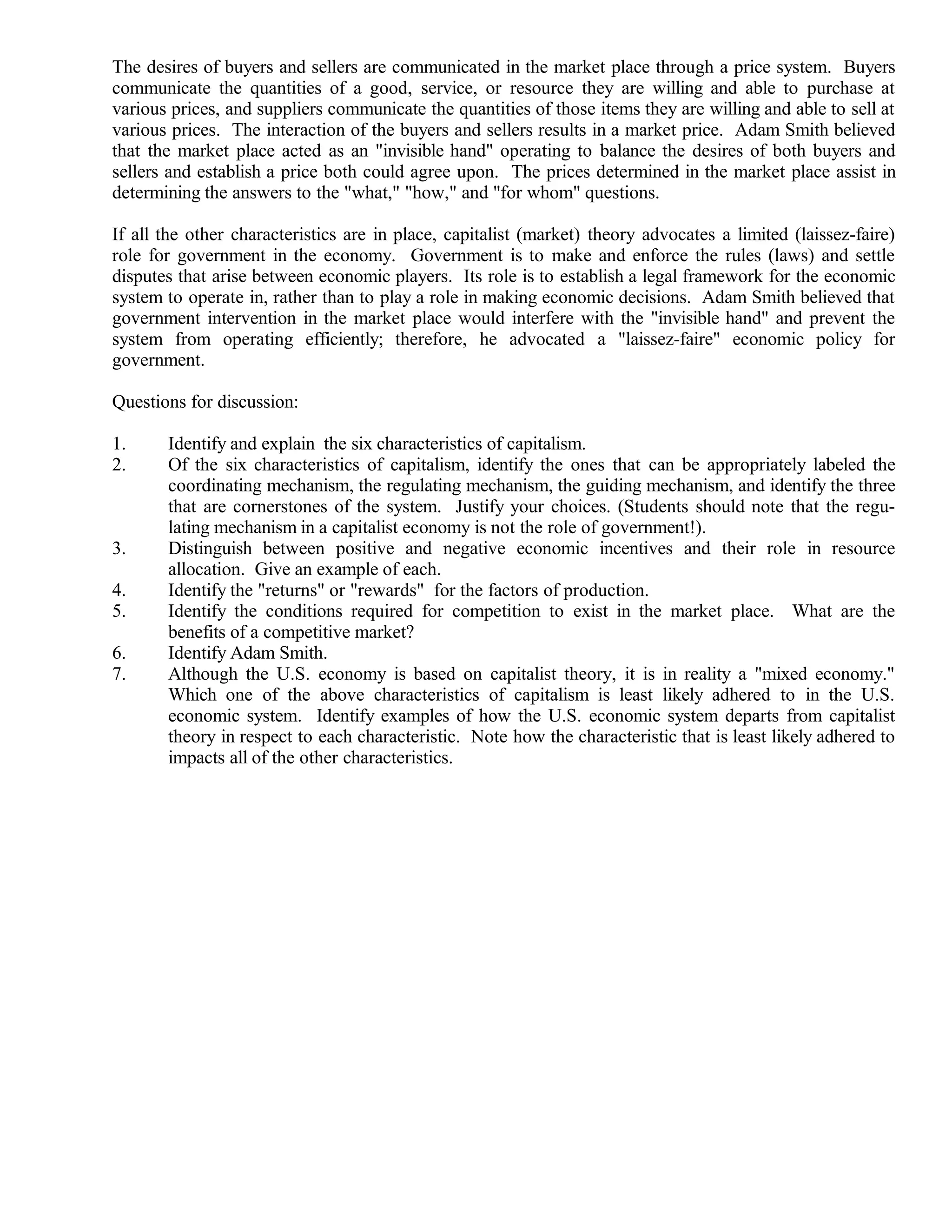 Characteristics of capitalism | DOC