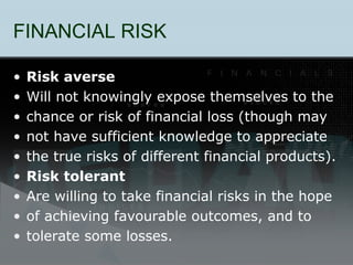 Financial Products Risks Characteristics of consumers of financial services | PPT