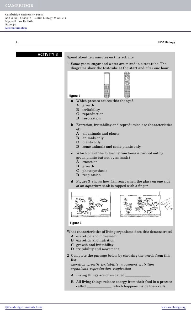 Characteristics of living organisms