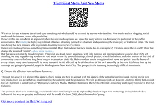 Characteristics Of New Media | PDF