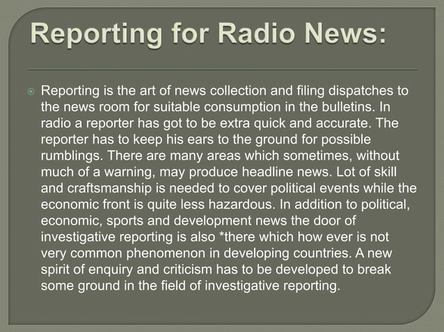 Characteristics of radio news show | PPSX