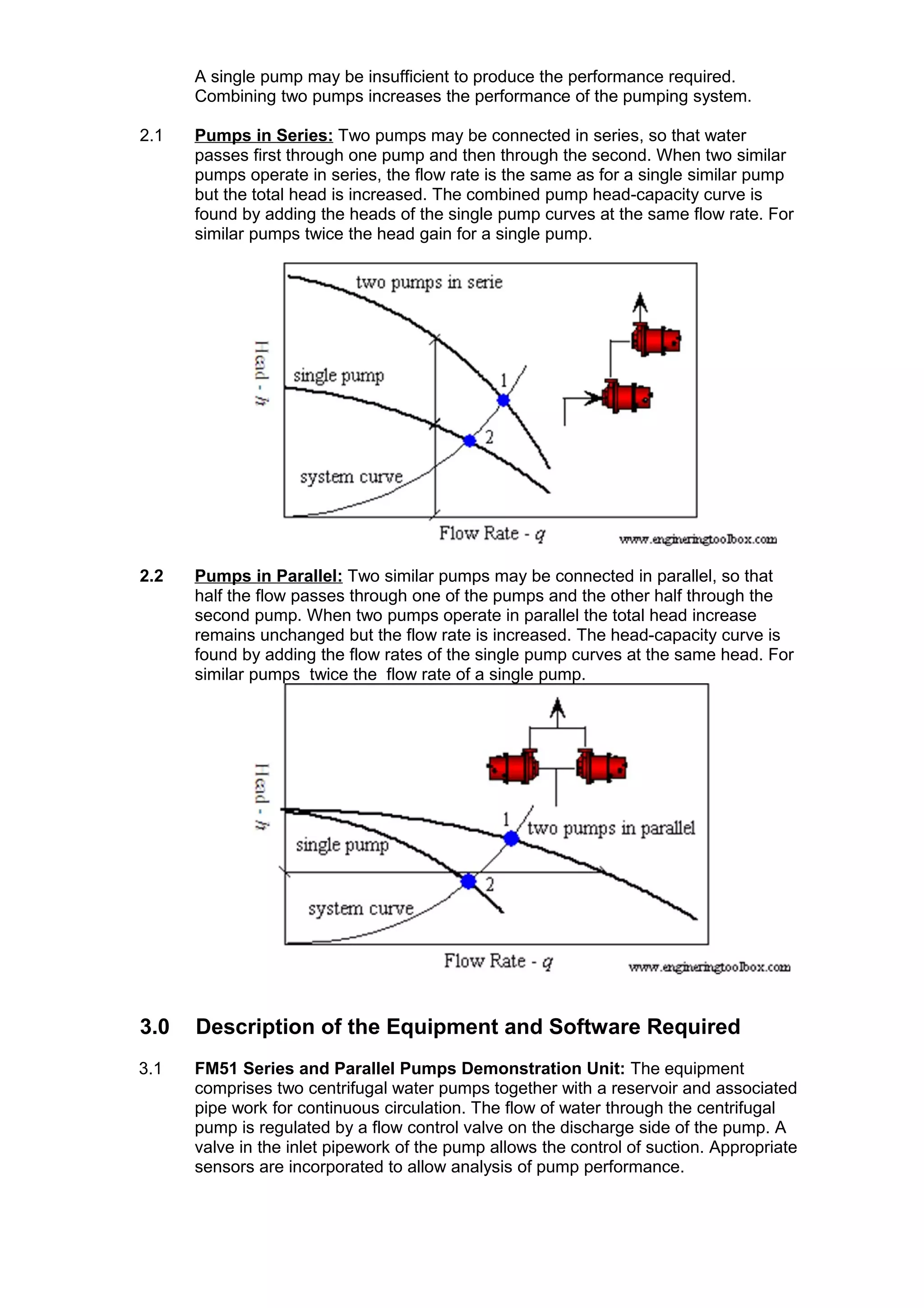 Characteristics of single pump and pumps in series and parallel use of ...