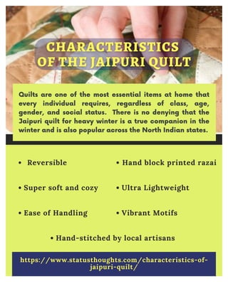 Characteristics of the Jaipuri Quilt