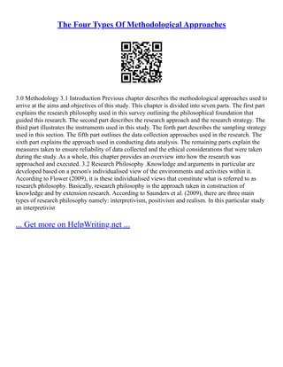 Characteristics Of The Methodological Approach And Data... | PDF