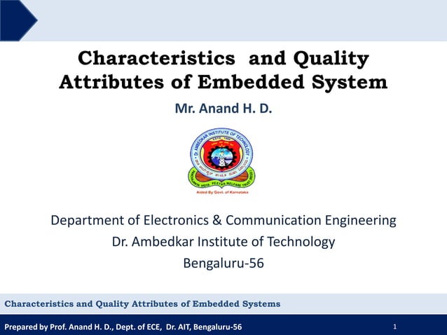 Characteristics and Quality Attributes of Embedded System | PPT