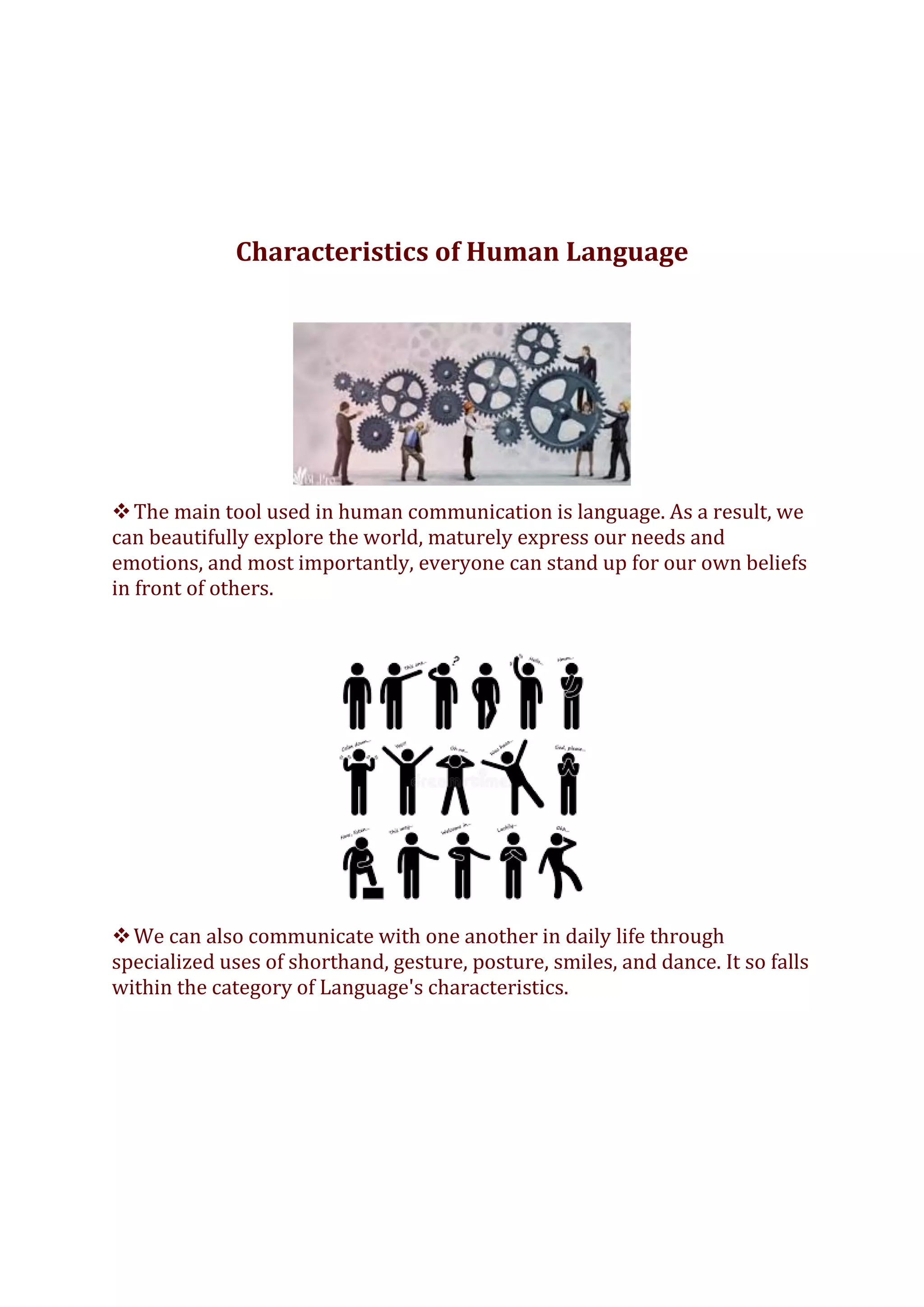 Language and Characteristics of Human Language | PDF