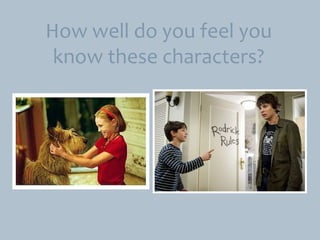 How well do you feel you
know these characters?