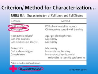 Criterion/ Method for Characterization…

CELL MORPHOLOGY

(Freshney, 2010)

 