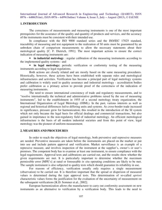 Characterization of measurement error and uncertainty in working ...