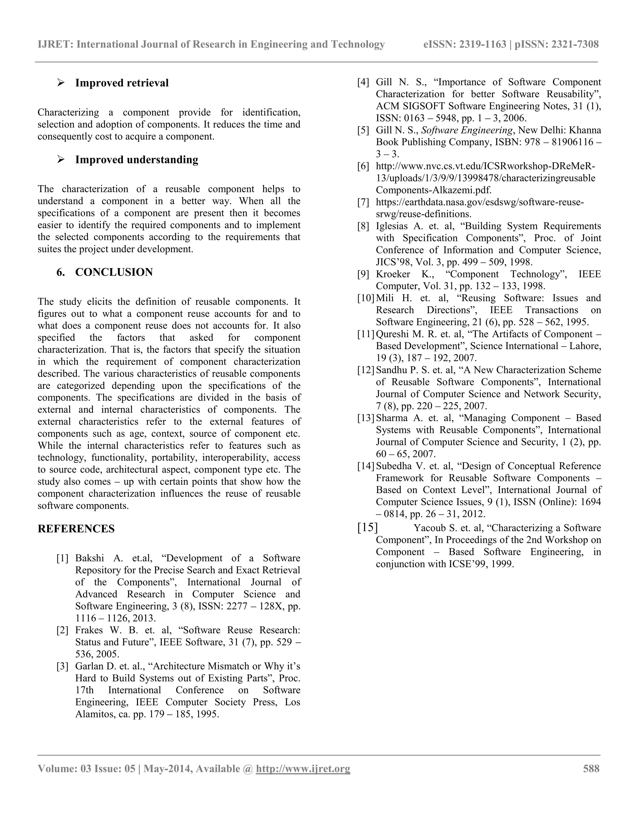 Characterization of reusable software components for better reuse | PDF