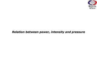 Relation between power, intensity and pressure
 