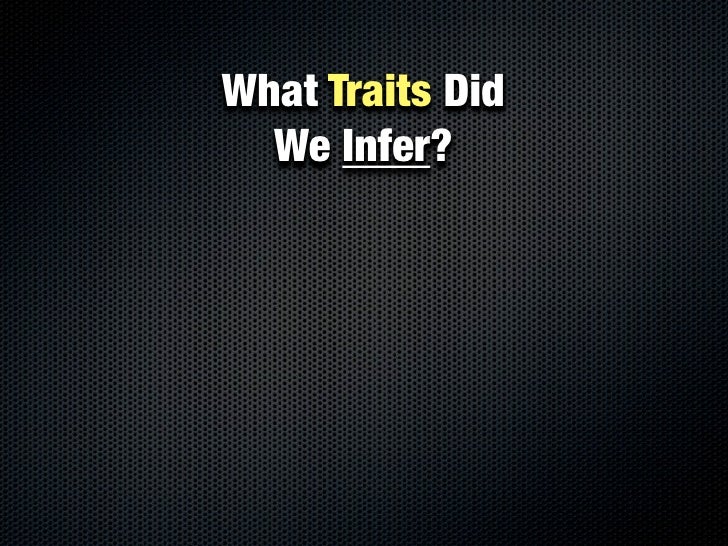 Characterization Notes