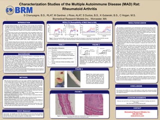 Arthritis Rats POSTER: Characterization studies of the mad rat: Rheumatoid Arthritis | PDF