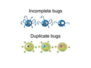 Incomplete bugs




Duplicate bugs
 