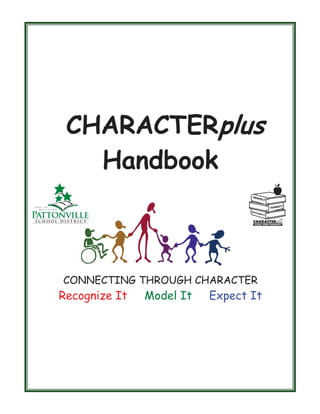 CHARACTERplus
Handbook
2006-2007
RES
PEC
T
TY
HONES
RES
PO N
SIBIL
IT

Y
TM

plus

CONNECTING THROUGH CHARACTER

Recognize It

Model It

Expect It

 