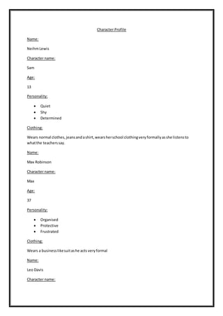 Character profiles | DOCX