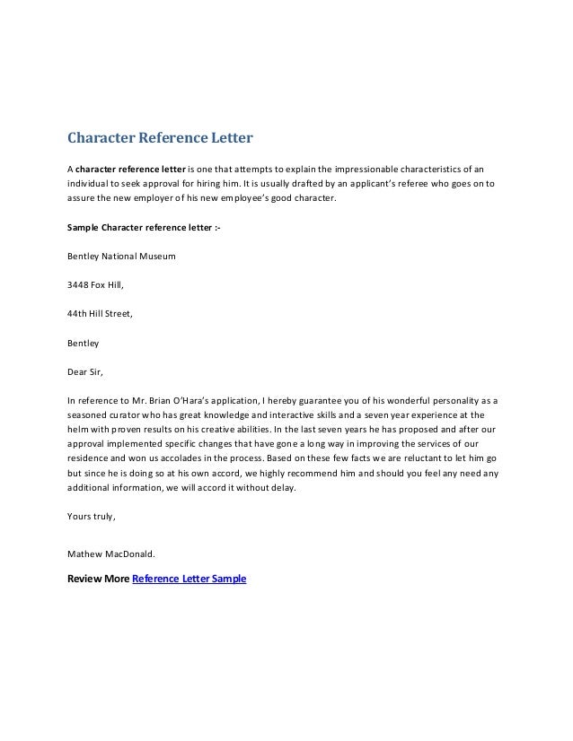 Reference Letter For A Good Employee