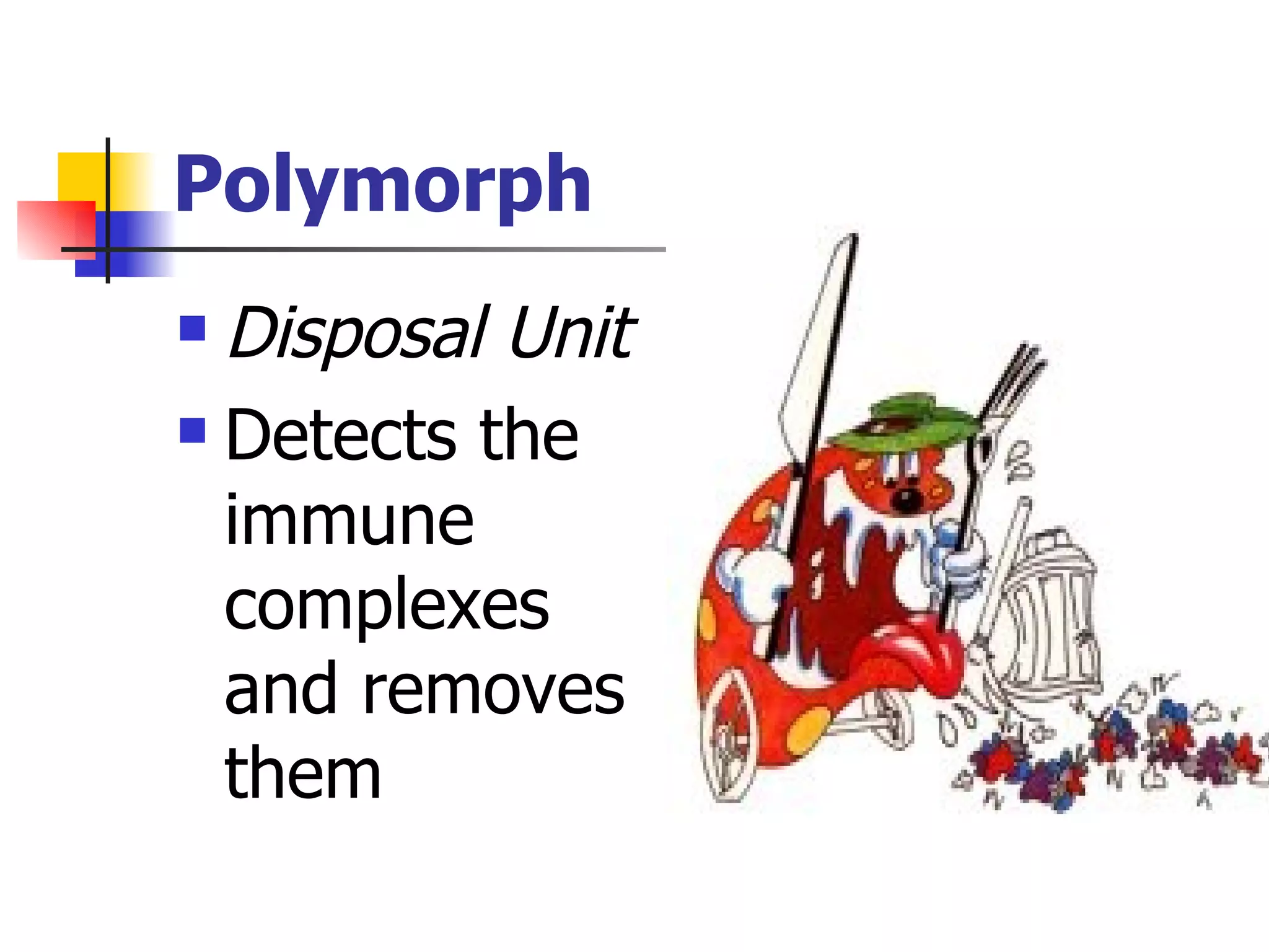 Polymorph Disposal Unit Detects the immune complexes and removes them