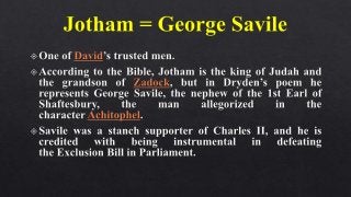 Character Study: Absalom and Achitophel: John Dryden