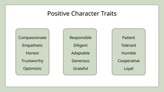 Character Traits English Language Arts Presentation in Colorful Lined ...