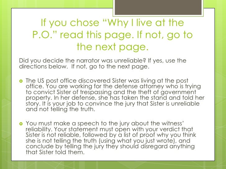 why i live at the p o Why i live at the po is absolutely hilarious women quarrels are something most families wish they could have the immense luxury to dispense of the gossip full of lies, the meanness, and the insults. why i live at the p o Why i live at the po is absolutely hilarious women quarrels are something most families wish they could have the immense luxury to dispense of the gossip full of lies, the meanness, and the insults.