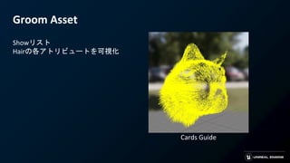 Groom Asset
Showリスト
Hairの各アトリビュートを可視化
Cards Guide
 