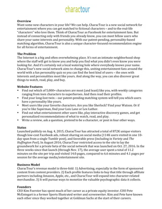 Charactour One Pager