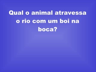 Qual o animal atravessa o rio com um boi na boca? 