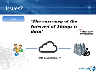 Issues?
UsersUsers
Data Ownership ??
‘The currency of the
Internet of Things is
data’
 