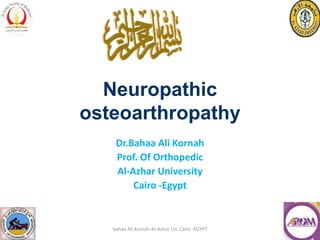 Neuropathic
osteoarthropathy
Dr.Bahaa Ali Kornah
Prof. Of Orthopedic
Al-Azhar University
Cairo -Egypt
bahaa Ali Kornah-Al-Azhar Un. Cairo -EGYPT
 
