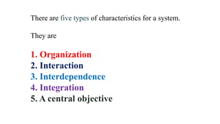 Characteristics of system 1 and system 2