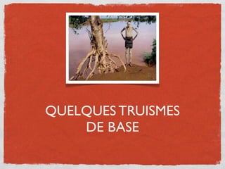 QUELQUES TRUISMES
    DE BASE
 