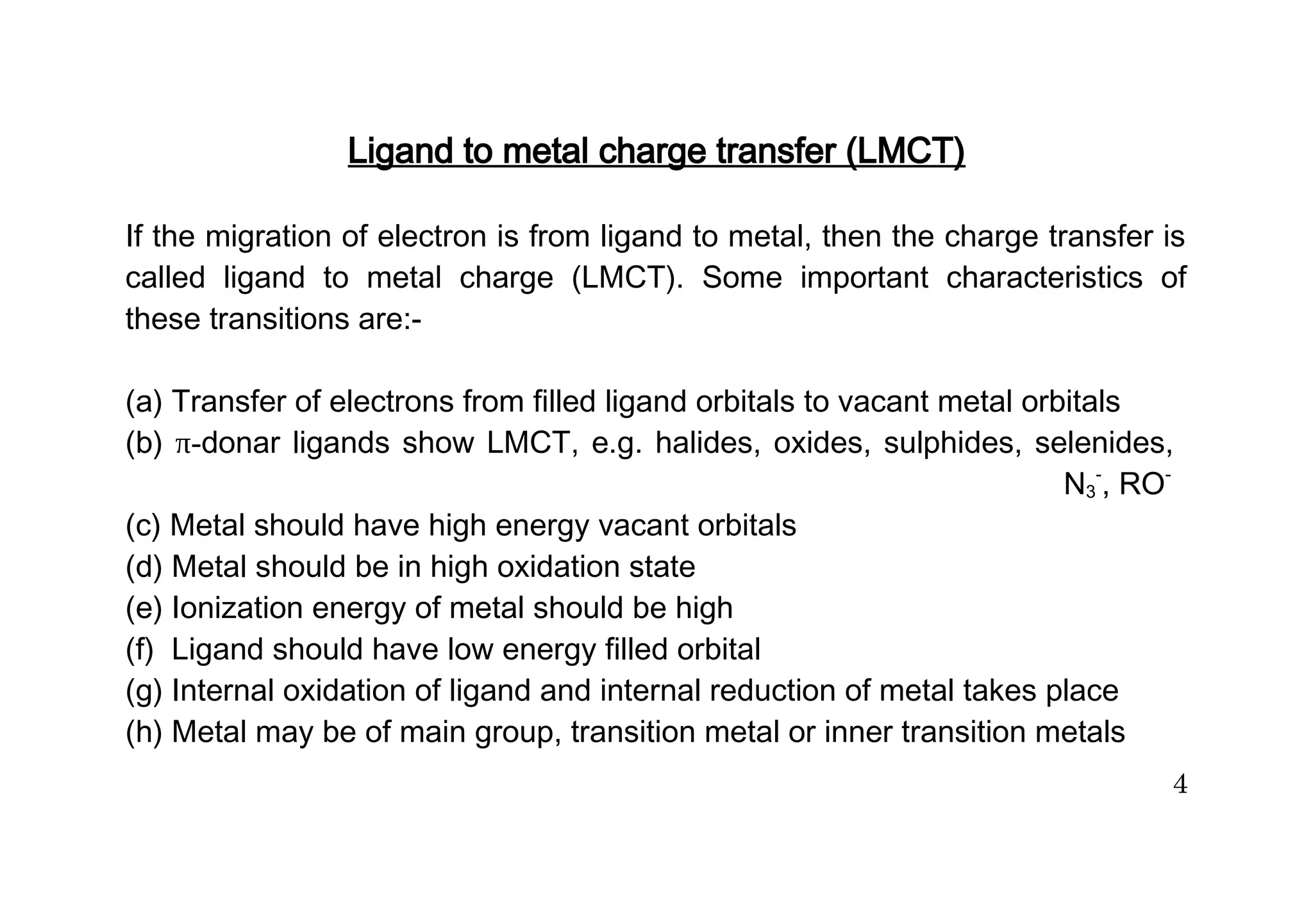 Charge-Transfer-Spectra. metal to metal, metal to ligand | PDF