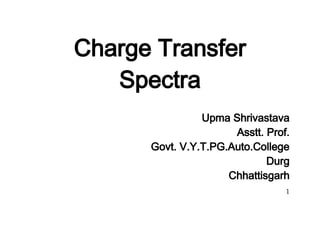 Charge Transfer
Spectra
Upma Shrivastava
Asstt. Prof.
Govt. V.Y.T.PG.Auto.College
Durg
Chhattisgarh
1
 