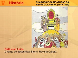 CHARGES E CARICATURAS DA REPÚBLICA VELHA (1889-1930) Café com Leite.   Charge do desenhista Storni, Revista Careta. História 
