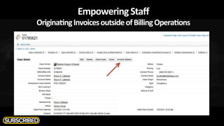 Empowering	
  Staﬀ	
  
OriginaIng	
  Invoices	
  outside	
  of	
  Billing	
  OperaIons	
  
 